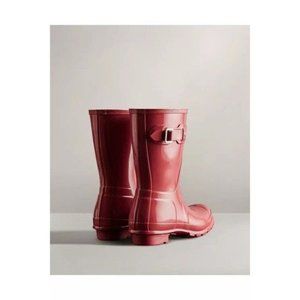 Hunter Original Short Gloss Rain Boots Glenmore Rose Pink Size 9 NWOT Waterproof